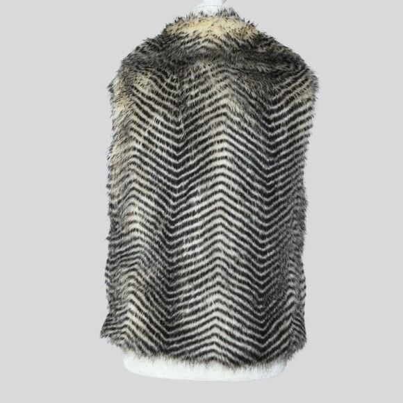 JACK Women's Faux Fur Vest Black Ivory Size M - Picture 3 of 9